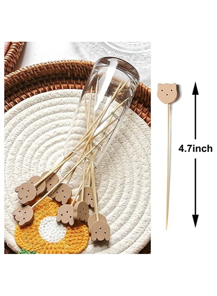 NIBEMINENT Fruit Toothpick, 100Pcs Handmade Bamboo Skewer Cute Bear Food Picks Party Frilled Toothpicks for Appetizer Fruits Dessert, Sandwich Decoration Sticks Disposable - Image 4