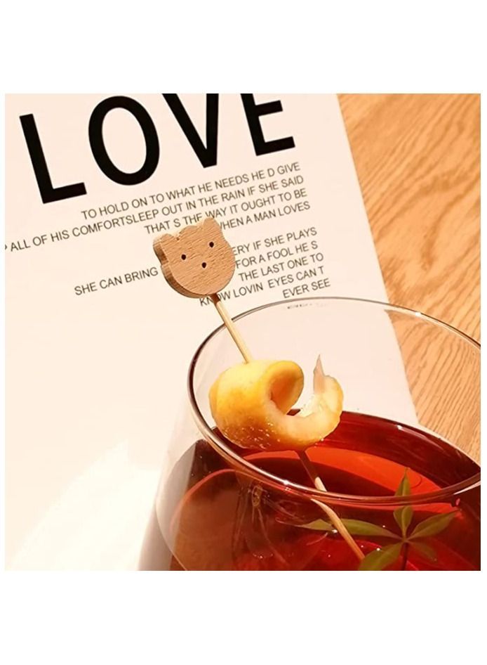 NIBEMINENT Fruit Toothpick, 100Pcs Handmade Bamboo Skewer Cute Bear Food Picks Party Frilled Toothpicks for Appetizer Fruits Dessert, Sandwich Decoration Sticks Disposable - Image 5