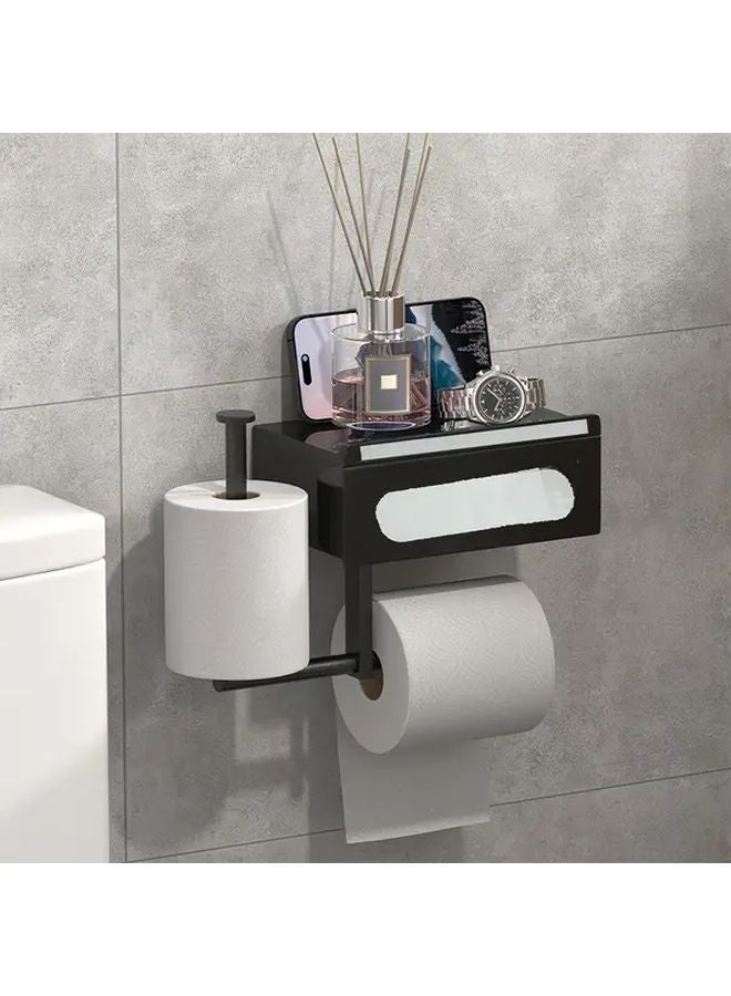 Black Stainless Steel Bathroom Organizer No Drill Installation Space Saving - Image 2