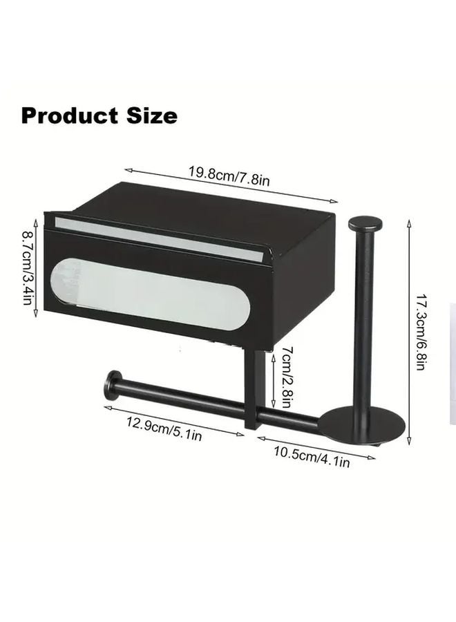 Black Stainless Steel Bathroom Organizer No Drill Installation Space Saving - Image 1