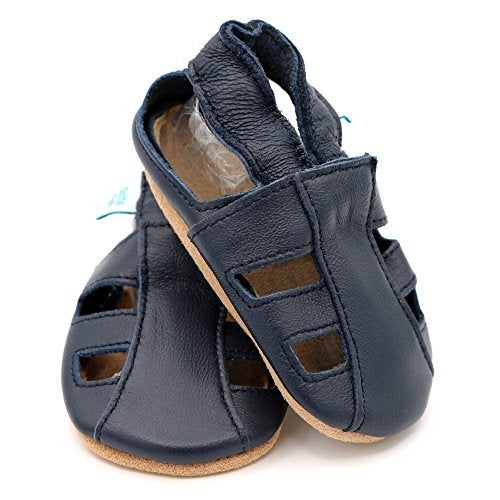 Dotty Fish Soft Leather Infant Toddler Sandals. Navy Blue. 12-18 Months - Image 4