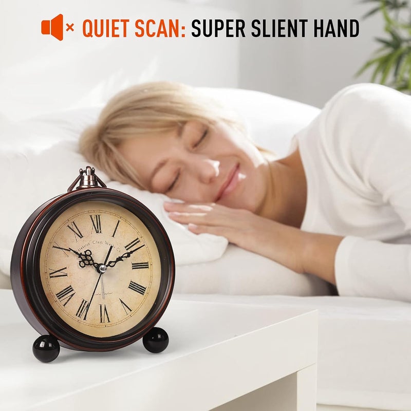 kadio Plastic Battery Alarm ClockNight LightVintage Hangable Super Silent Non Ticking Analog Clock for Bedroom 10 Cm X 10 CmBlack - Image 3