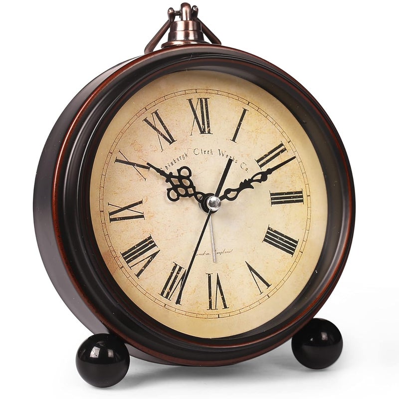 kadio Plastic Battery Alarm ClockNight LightVintage Hangable Super Silent Non Ticking Analog Clock for Bedroom 10 Cm X 10 CmBlack - Image 1