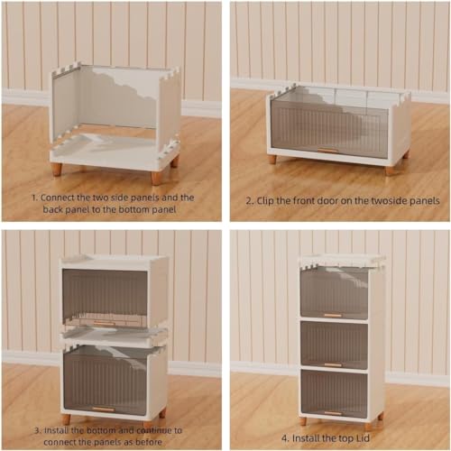 SpaceOrganizer Plastic Collapsible Wardrobe, Storage Drawer Units, Clothes Drawer Organisers, Bookcases (Cupboard Rack-1Door Transparent, 2Pcs), 10 Cm - Image 4
