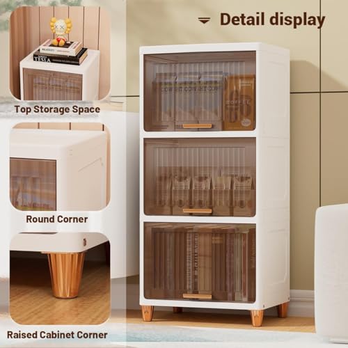 SpaceOrganizer Plastic Collapsible Wardrobe, Storage Drawer Units, Clothes Drawer Organisers, Bookcases (Cupboard Rack-1Door Transparent, 2Pcs), 10 Cm - Image 3
