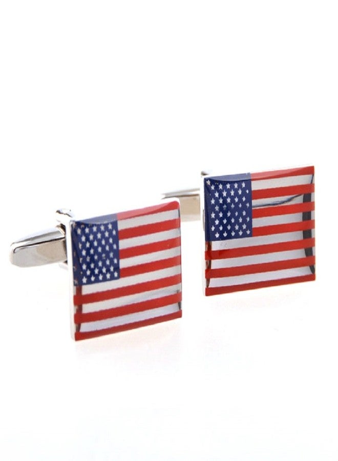 MRCUFF American Official Flag USA America Pair Cufflinks in a Presentation Gift Box & Polishing Cloth (flag o) - Image 2