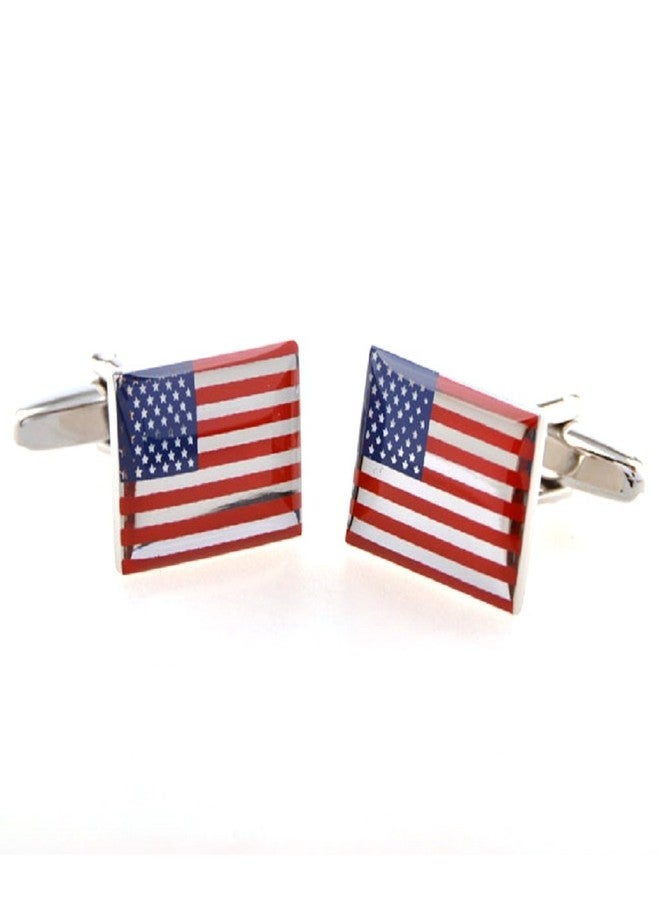 MRCUFF American Official Flag USA America Pair Cufflinks in a Presentation Gift Box & Polishing Cloth (flag o) - Image 3