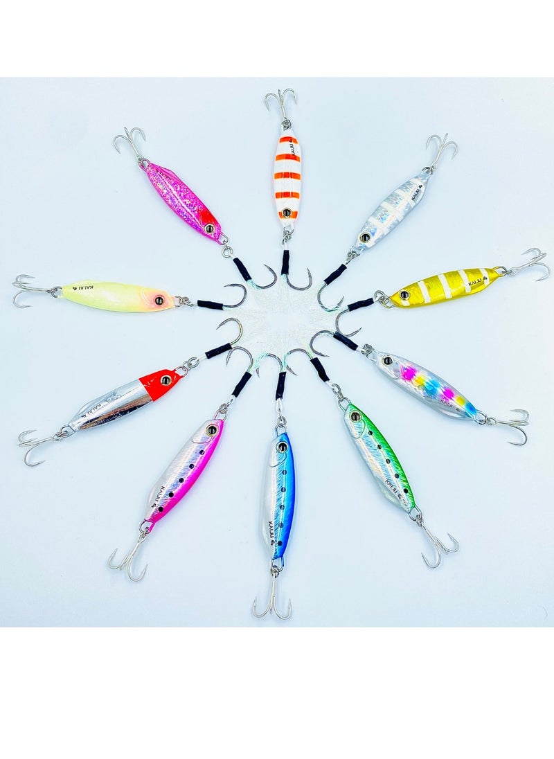 oakura Kaiju Jig Lumo Zebra Set - 60G Weights, Extra Sharp Bkk Hook, 10 Mesmerizing Colors - Lightweight Gear For Epic Fishing Adventures  - Image 3