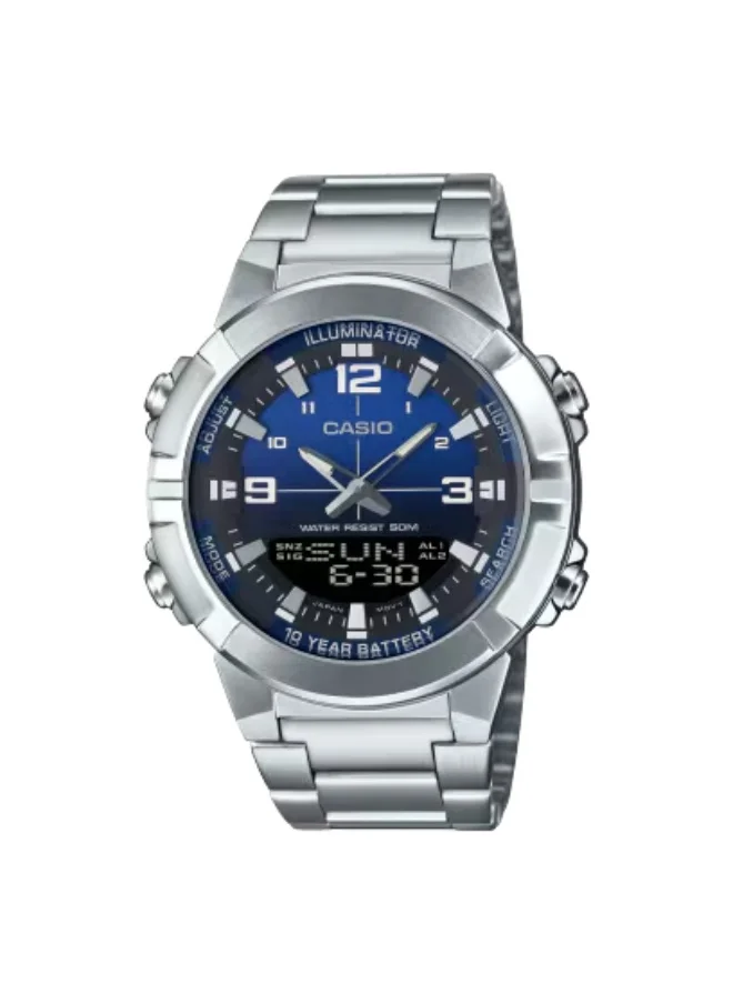 CASIO Men's Stainless Steel Analog-Digital Watch AMW-870DA-2A1VDF - 44 mm