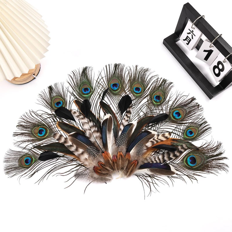 FeelfunFeather 150 pcs Natural Feathers Bulk- 7 Style Mixed Spotted Decorative Pheasant Feather Peacock Feather for DIY Crafts Halloween Wedding Party Hat Decoration - Image 5