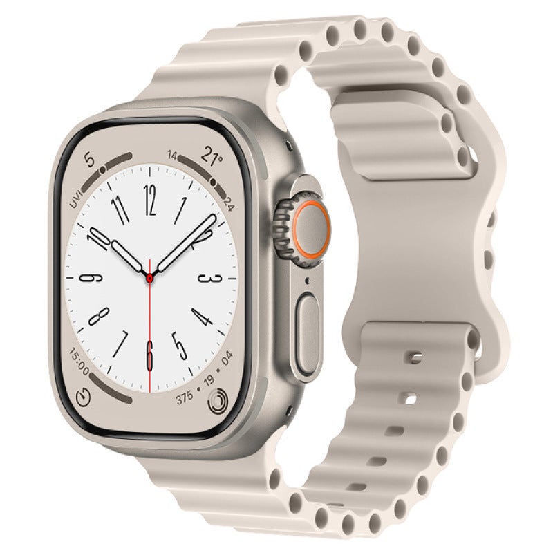 Apple Watch Band Ultra/iWatch 8/9/10 Dual Buckle Silicone Strap with 8-Shape Clasp - 22mm/24mm Compatible