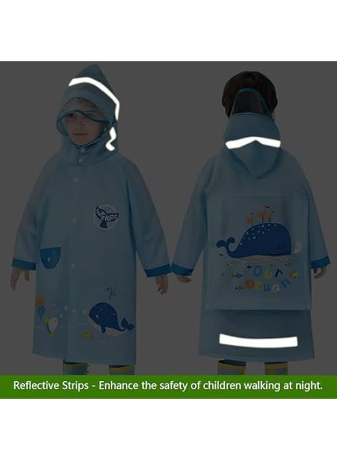 YelaJoy Kids Waterproof Reusable Raincoat (1-8 Years), Hooded Rain Jacket & Rain Poncho, Toddler Boys & Girls Rainwear with Backpack Cover - Image 3