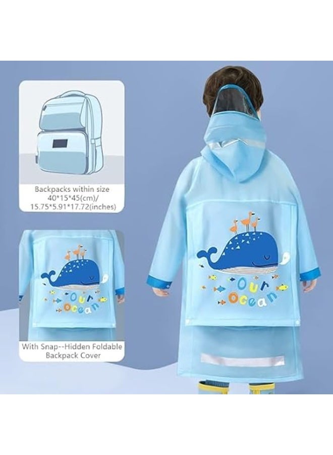 YelaJoy Kids Waterproof Reusable Raincoat (1-8 Years), Hooded Rain Jacket & Rain Poncho, Toddler Boys & Girls Rainwear with Backpack Cover - Image 4