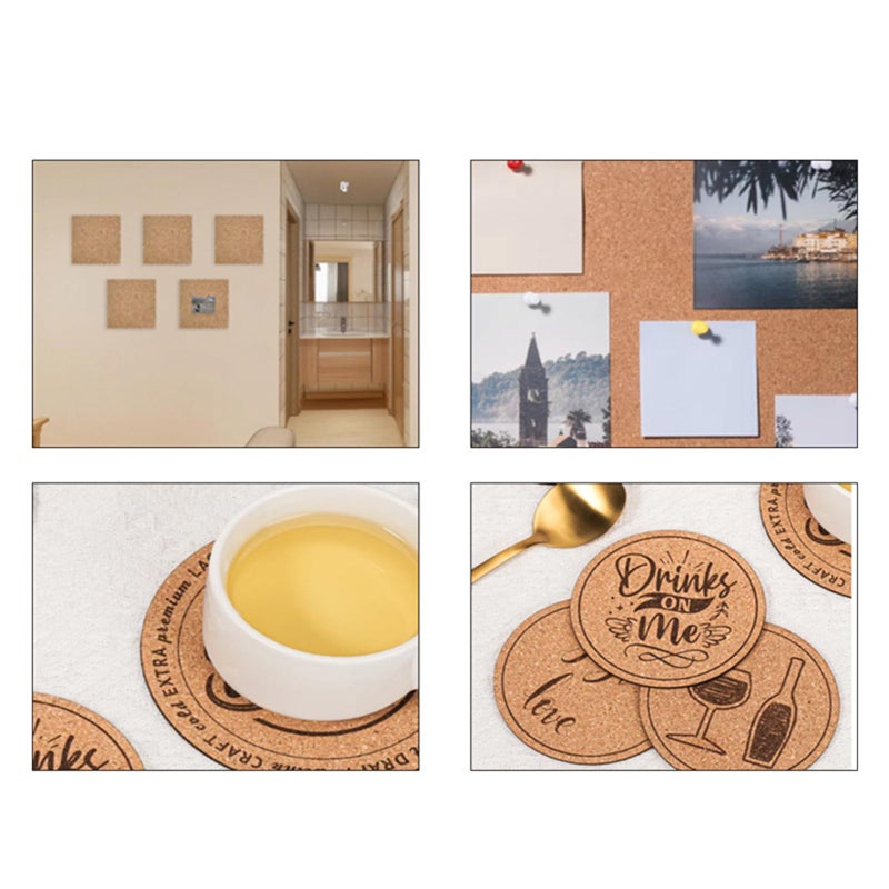 4 قطع من ألواح الفلين الناعم بسمك 2 مم مقاس 300 × 300 مم للحرف اليدوية وفن الجدران والعزل الحراري - Image 3