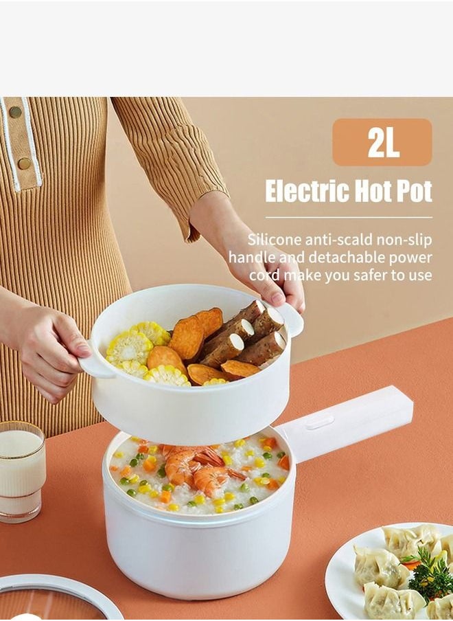 XiuWoo - 2L Electric Hot Pot Portable Non-Stick Pan for Steak, Egg, Fried Rice, Ramen, Oatmeal, Soup, Two Power Control and No Toxic Substances - Image 1