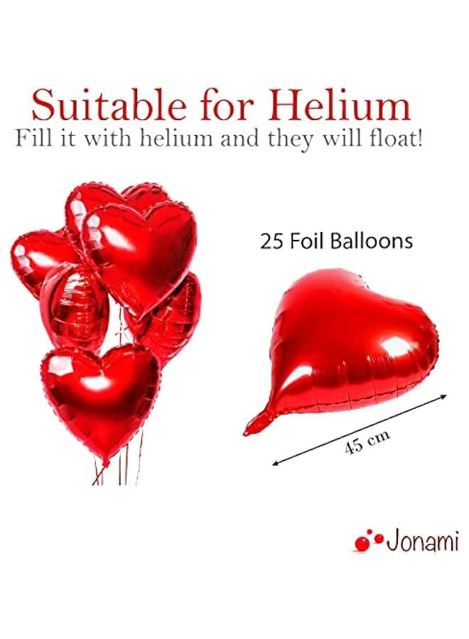 25 Heart Foil Balloons for Helium or Air, Red Heart Shaped for Romantic Decoration Wedding Proposal Valentine’s Day Decorations and Engagement Party - Image 2