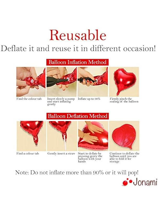 25 Heart Foil Balloons for Helium or Air, Red Heart Shaped for Romantic Decoration Wedding Proposal Valentine’s Day Decorations and Engagement Party - Image 4