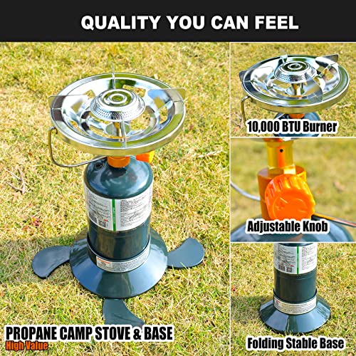 RANDDER Propane Stove Portable Camping Gas Stove 10,000 BTU Bottletop Single Adjustable Burner with 1 lb Tank Base Carrying Case Great for Backpacking Emergencies Outdoor - Image 4