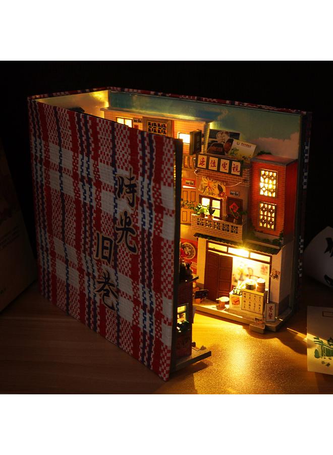 الأزرق جي دبليو DIY كوخ ساكورا زقاق 3D مجمعة باليد ثلاثية الأبعاد مع الأضواء - Image 1