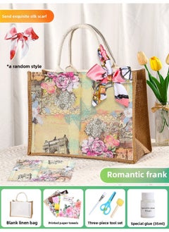 Butterfly Ancient Bart Material Bag Diy Mother's Day Canvas Bag Children's Handmade Creative Linen Bag Group Building Activity Gift-Color:Horizontal Style [romantic French] Comes With A Full Set Of Tools + Detailed Tutorials