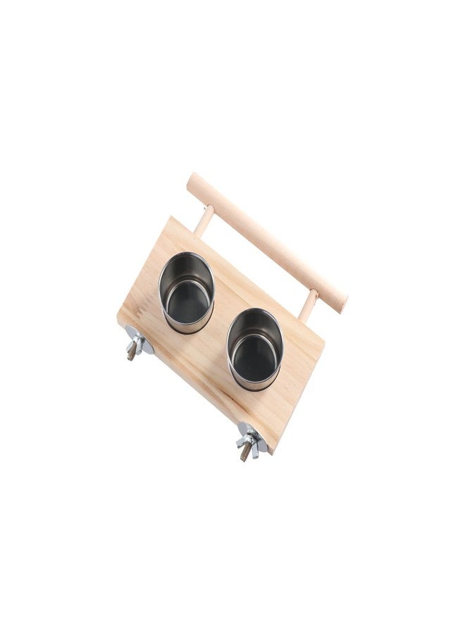 Pokinge Bird Feeding Dish Cups, Wooden Perch Stand Hanging Feeder Bowls Bird Food Cups with Clamp Holder for Parakeets Conures Cockatiels Budgie(S) - Image 4
