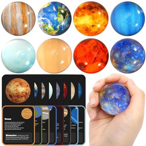 Pllieay 16PCS Solar System for Kids, Solar System Planets Toys - Eight Planets Bouncy Balls+Planetary Flashcards for Kids Party Favors, Educational Space Toys - Image 1