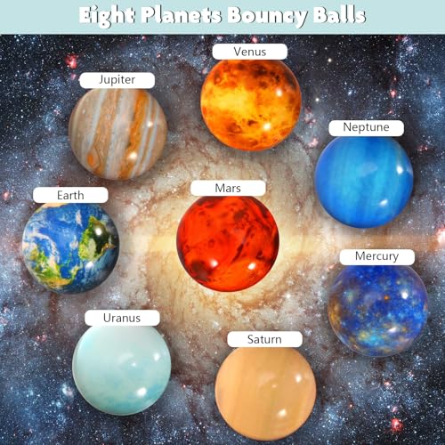 Pllieay 16PCS Solar System for Kids, Solar System Planets Toys - Eight Planets Bouncy Balls+Planetary Flashcards for Kids Party Favors, Educational Space Toys - Image 2