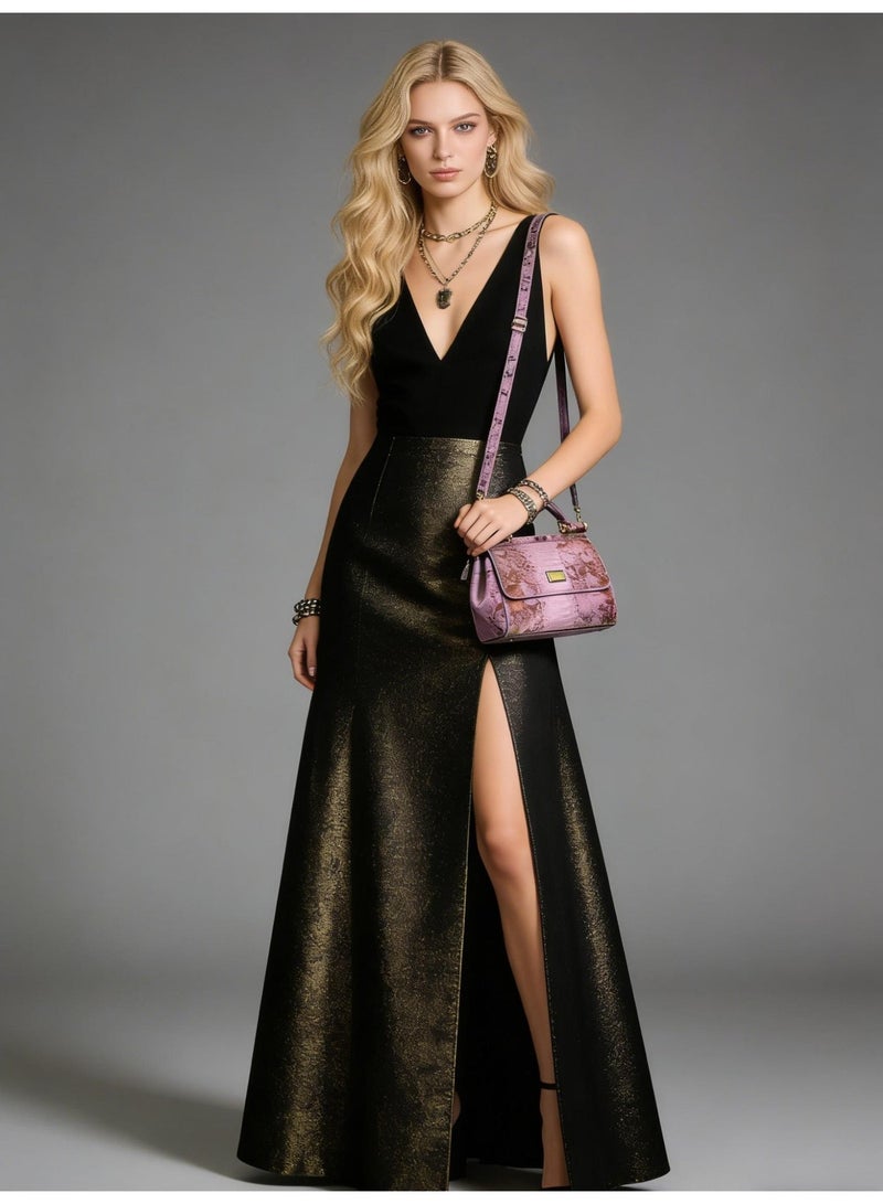 دي آند جي D&G bag Snake-Print Shoulder Bag - Glitter Accent Satchel with Adjustable Strap for Luxury Daily & Formal Styling - Image 2