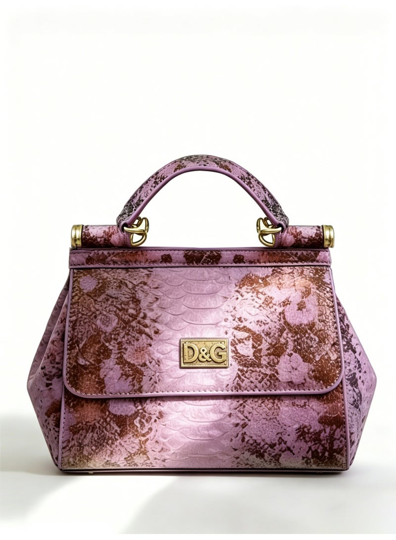 دي آند جي D&G bag Snake-Print Shoulder Bag - Glitter Accent Satchel with Adjustable Strap for Luxury Daily & Formal Styling - Image 1