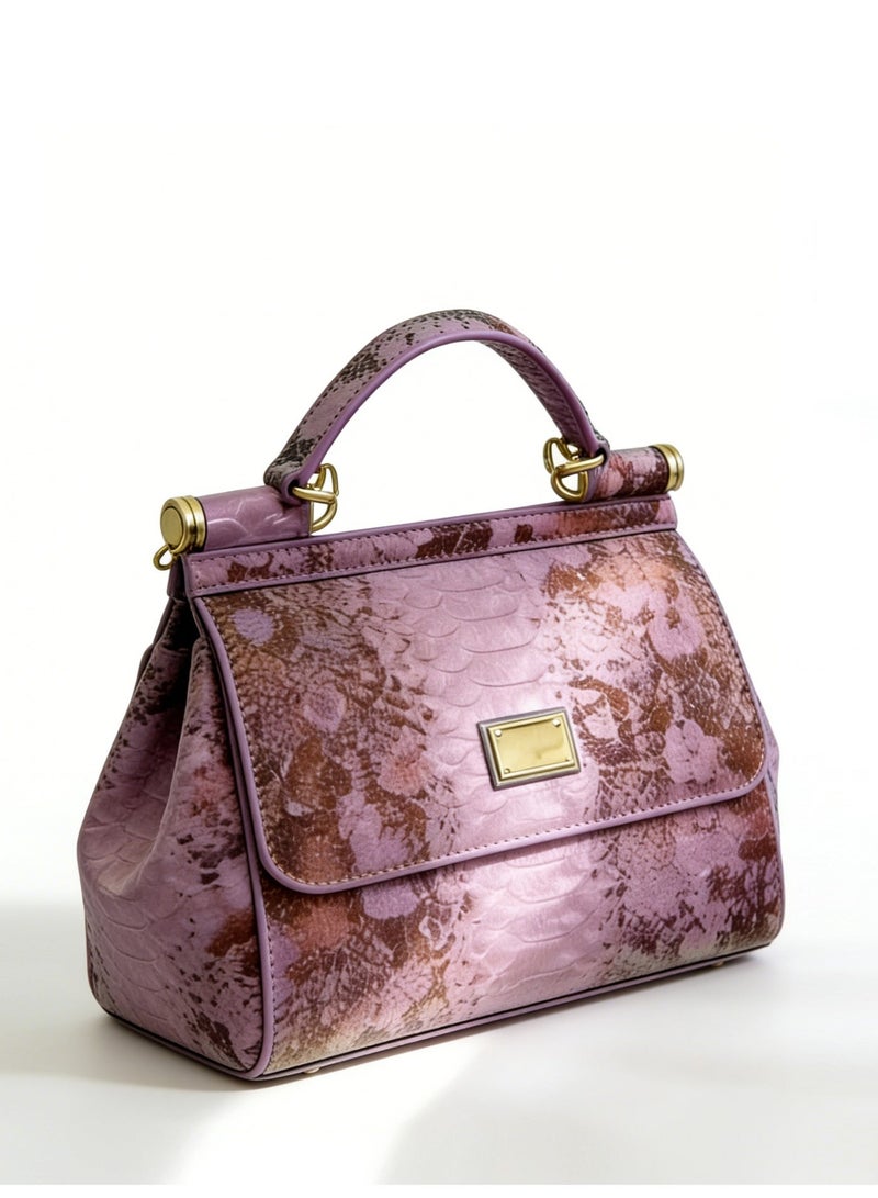 دي آند جي D&G bag Snake-Print Shoulder Bag - Glitter Accent Satchel with Adjustable Strap for Luxury Daily & Formal Styling - Image 4