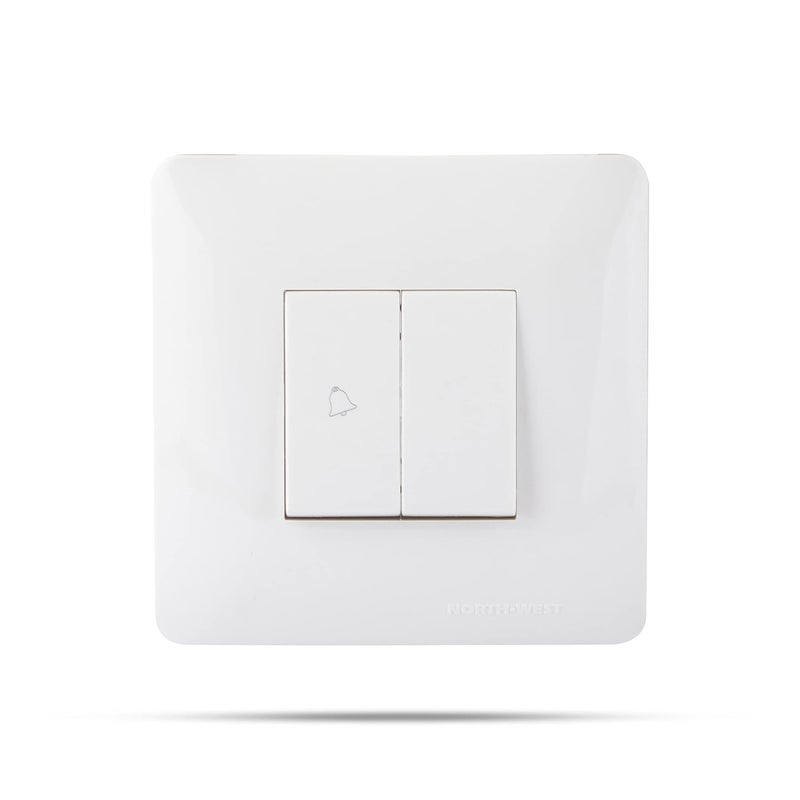 Wipro Northwest Venia Switch Combo of 2M Plate 1M Bell Push 1 6A Switch White Kit 3 - Image 1