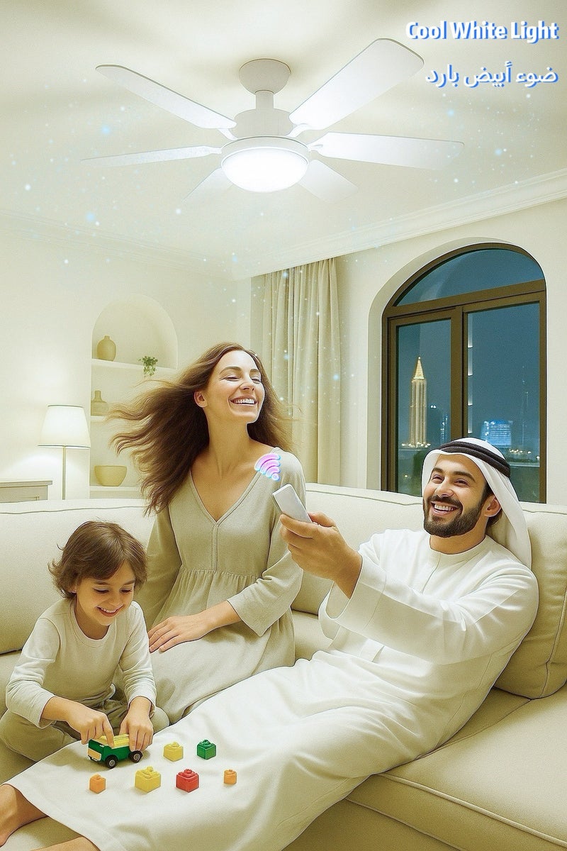 Ayeeb 18 Inch Ceiling Fan with Light, LED Flower Lamp Bulb 3CCT 40W Selectable Color White Dimmable Light, E27 Base Easy Screw Mount, Portable Detachable 6 Blades 85V-265V World Travel Use, Chill Windy Smart Remote Control & Wall Switch, Breeze to Strong 3 Modes Cool Wind Adjustable Speed, 2H/4H Timing, CE certificate EU Standard Energy Saving (White Petal) - Image 4