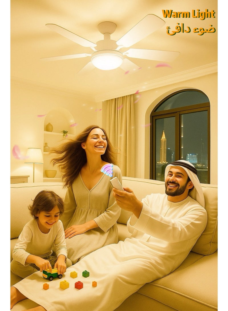 Ayeeb 18 Inch Ceiling Fan with Light, LED Flower Lamp Bulb 3CCT 40W Selectable Color White Dimmable Light, E27 Base Easy Screw Mount, Portable Detachable 6 Blades 85V-265V World Travel Use, Chill Windy Smart Remote Control & Wall Switch, Breeze to Strong 3 Modes Cool Wind Adjustable Speed, 2H/4H Timing, CE certificate EU Standard Energy Saving (White Petal) - Image 5