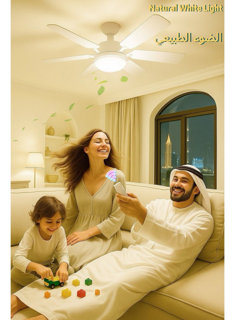 Ayeeb 18 Inch Ceiling Fan with Light, LED Flower Lamp Bulb 3CCT 40W Selectable Color White Dimmable Light, E27 Base Easy Screw Mount, Portable Detachable 6 Blades 85V-265V World Travel Use, Chill Windy Smart Remote Control & Wall Switch, Breeze to Strong 3 Modes Cool Wind Adjustable Speed, 2H/4H Timing, CE certificate EU Standard Energy Saving (White Petal) - Image 4