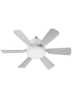 Ayeeb Portable Ceiling Fan with Light, LED Flower Lamp Bulb 3CCT 40W Dimmable Light, E27 Screw Easy Mount,Detachable 6 Blades 85V-265V World Travel Use, Chill Wind Smart Remote Control & Wall Switch 3 Wind Speed, 2H/4H Timing(White Petal)  - Image 1
