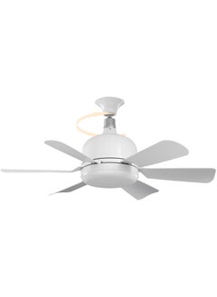 Ayeeb Portable Ceiling Fan with Light, LED Flower Lamp Bulb 3CCT 40W Dimmable Light, E27 Screw Easy Mount,Detachable 6 Blades 85V-265V World Travel Use, Chill Wind Smart Remote Control & Wall Switch 3 Wind Speed, 2H/4H Timing(White Petal)  - Image 2