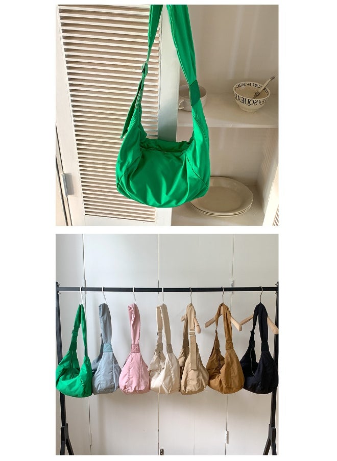 Generic - Korean Bag Women's Casual Single Shoulder Crossbody Bag Large Capacity Niche Fashion Wide Shoulder Strap Nylon Dumpling Bag Female - Image 1