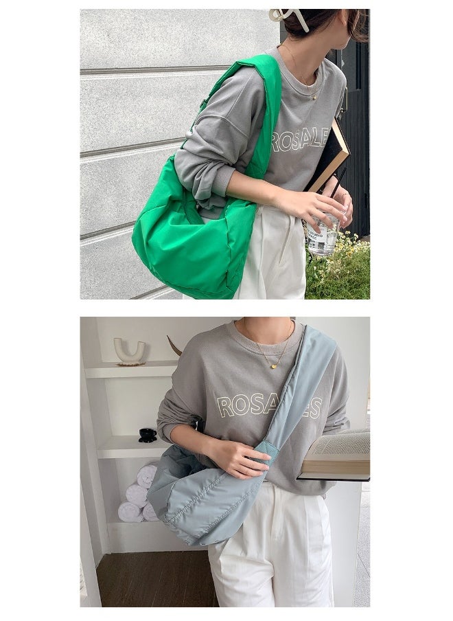 Generic - Korean Bag Women's Casual Single Shoulder Crossbody Bag Large Capacity Niche Fashion Wide Shoulder Strap Nylon Dumpling Bag Female - Image 1