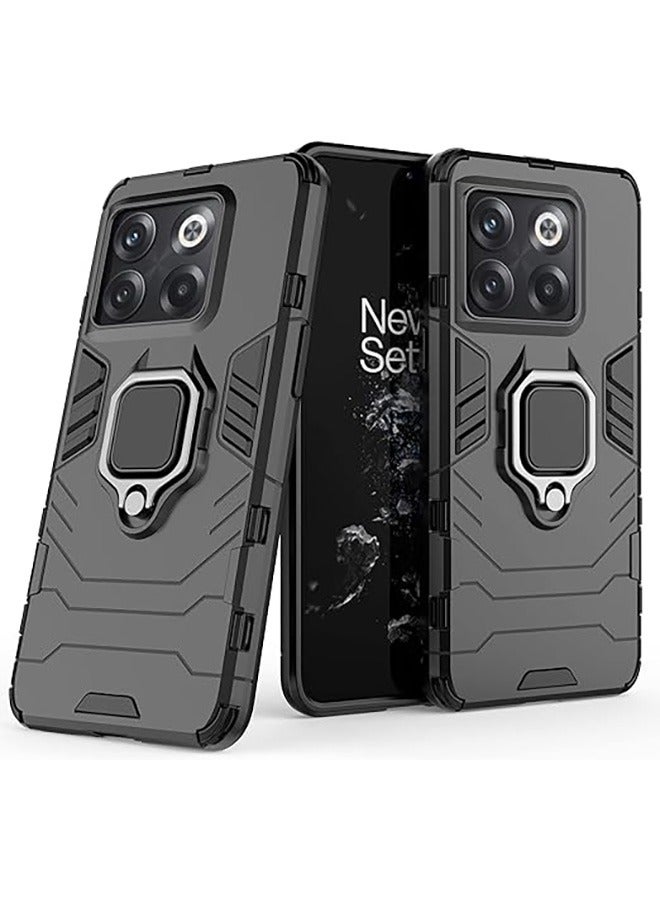 Compatible With OnePlus 10T/ OnePlus ACE Pro Case, Hybrid Heavy Duty Protection Defender Kickstand Armor Case Cover, Anti-Fall Drop Protection, Shockproof Case, Black  - Image 1