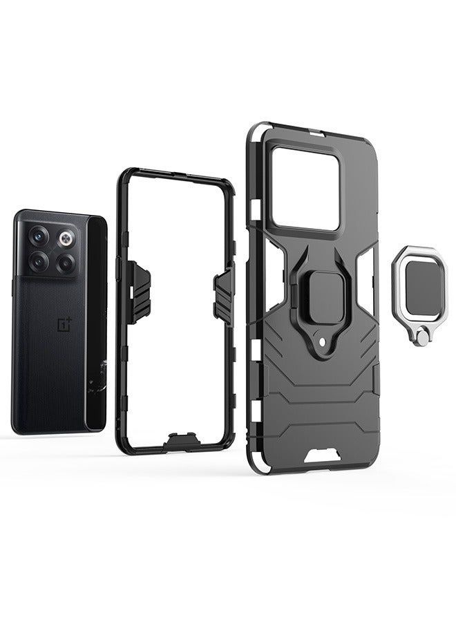 Compatible With OnePlus 10T/ OnePlus ACE Pro Case, Hybrid Heavy Duty Protection Defender Kickstand Armor Case Cover, Anti-Fall Drop Protection, Shockproof Case, Black  - Image 4