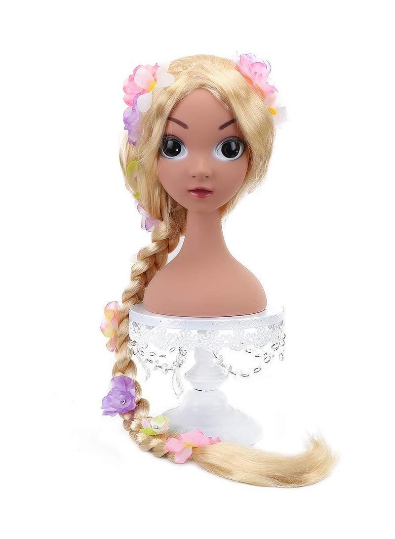Rapunzel cosplay wig with long braids and attached flowers exquisitely recreating the character's look - Image 1