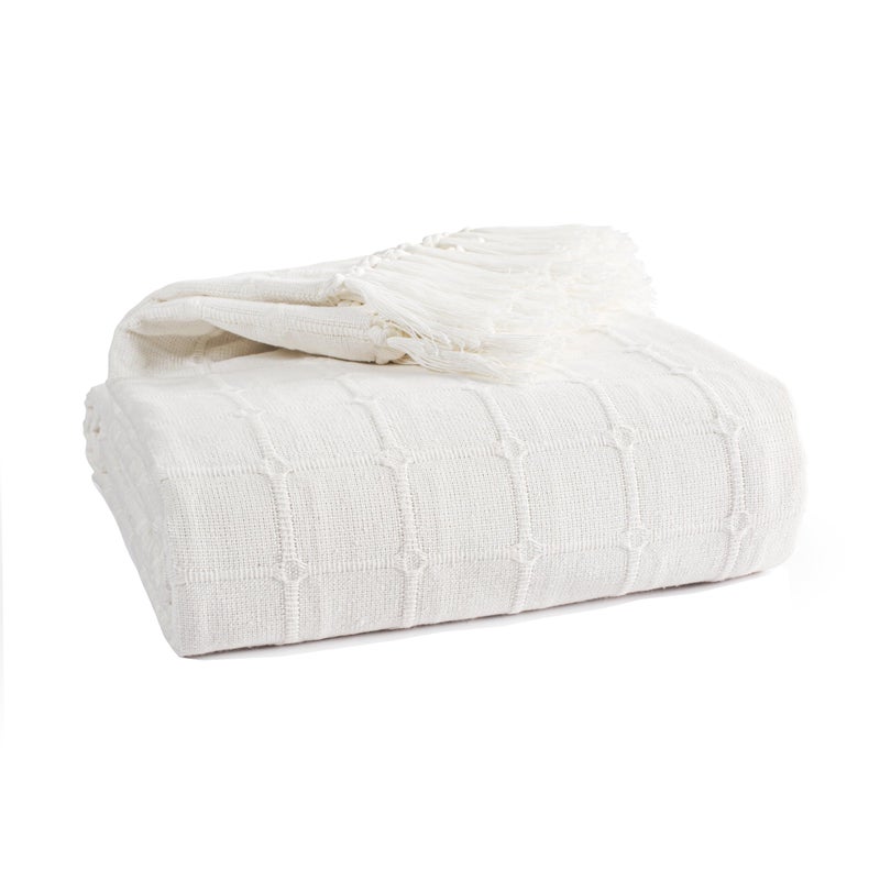 EHC Throws for sofas Large Settee Throws 2 Seater Sofa Throw blanketThrows for Bed Double Reversible 178 x 254 cm Ivory