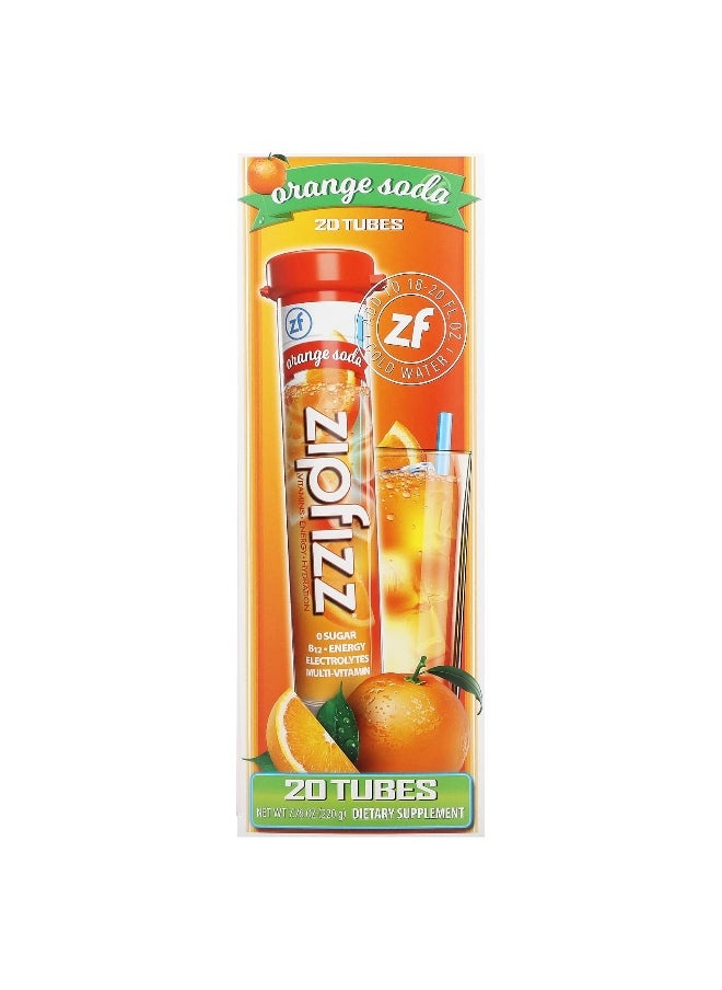 Zipfizz Zipfizz, Energy Drink Mix, Orange Soda, 20 Tubes, 0.39 oz (11 g) Each  - Image 1