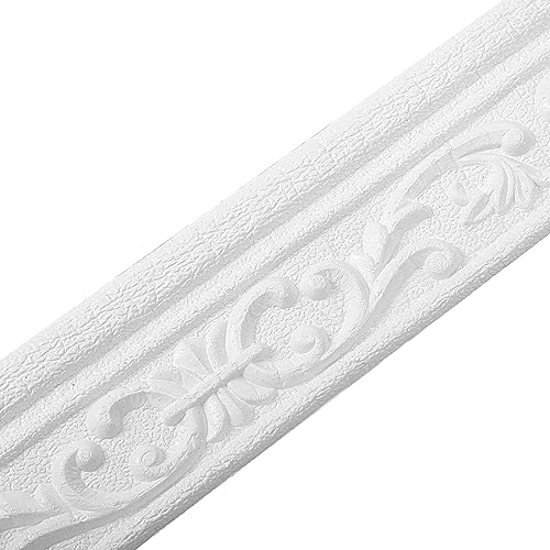 TaoBary 90 x 3 Inch Self Adhesive Flexible Foam Molding Trim Wallpaper Border 3D Sticky Decorative Wall Lines Peel and Stick Wall Baseboard Trim for Hotel Home DIY Decoration(12 Roll) - Image 1
