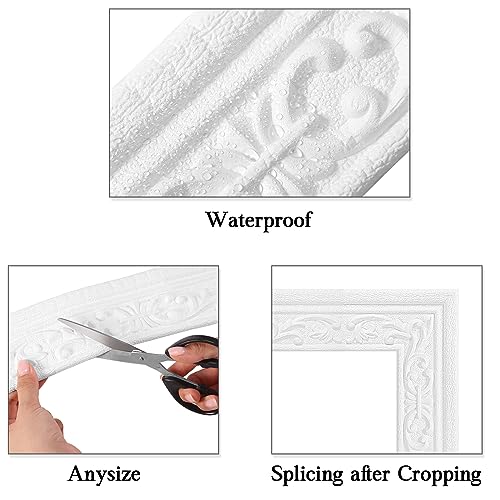 TaoBary 90 x 3 Inch Self Adhesive Flexible Foam Molding Trim Wallpaper Border 3D Sticky Decorative Wall Lines Peel and Stick Wall Baseboard Trim for Hotel Home DIY Decoration(12 Roll) - Image 5