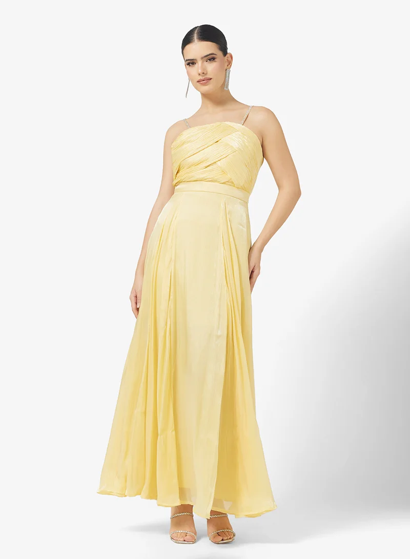 Namshi x Diamante Strap Draped A Line Gown