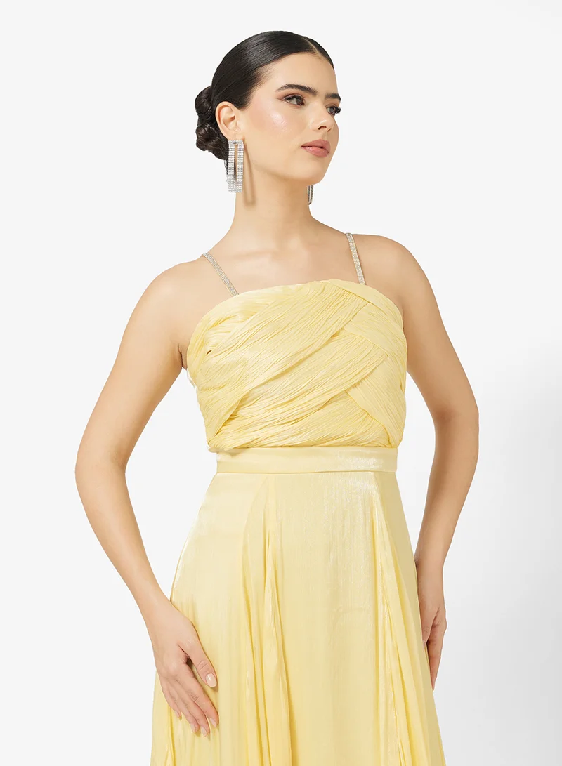 Namshi x Diamante Strap Draped A Line Gown