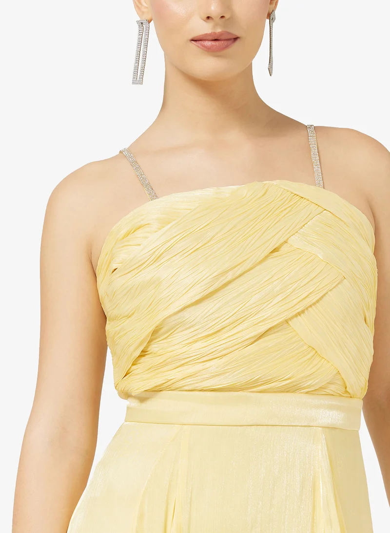 Namshi x Diamante Strap Draped A Line Gown