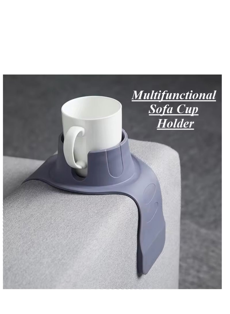 BLUE CORAL Sofa Storage Tray Anti Slip Silicone Sofa Storage Tray Drink Coaster Tray Waterproof Armrest Stand Cup Holder Home Organizer (Grey) - Image 1