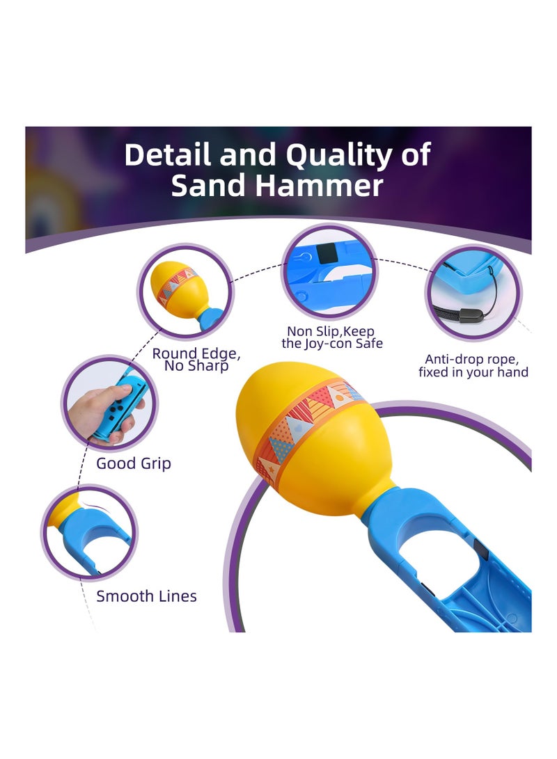 SOLARAE Sand Hammer Hand Grip Controller, Fit for Samba De Amigo Party Central Nintendo Joycon Games, Switch Oled Sports Game Accessories, with Built-In Eco-Friendly Pellets Rustle to The Music Beat(2 Pack) - Image 4